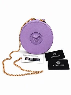 Versace Women’s Lavender / Lilac Medusa Mini Chain Crossbody Shoulder Bag